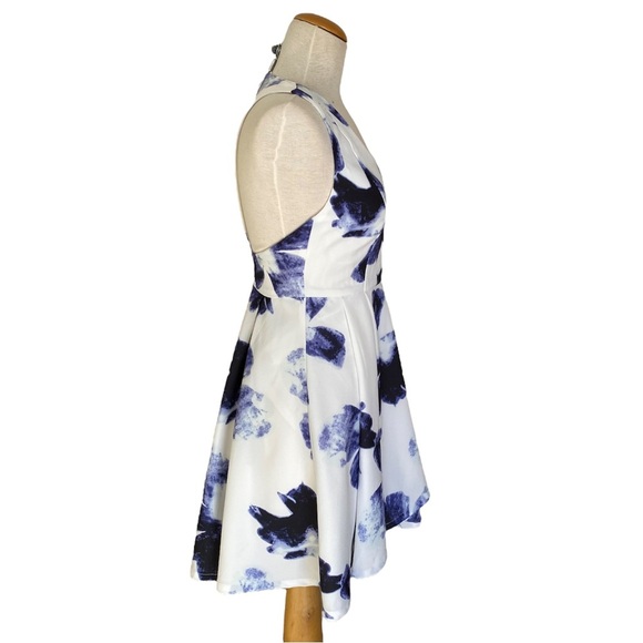 Lulus Skater Mini Dress in Blue and Ivory - Picture 3 of 7